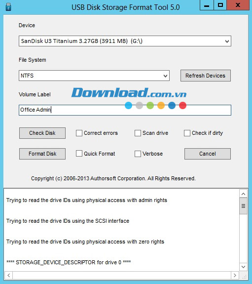 HP USB Disk Storage Format Tool Định dạng USB sang NTFS FAT32