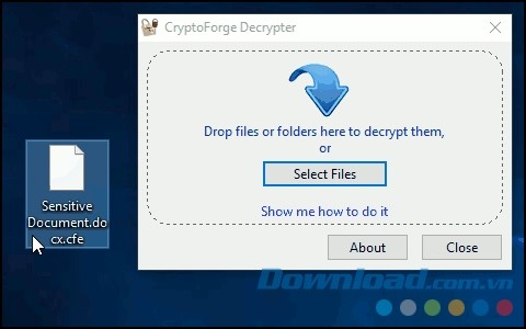 Giải mã các tập tin được mã hóa bằng ứng dụng CryptoForge cho PC