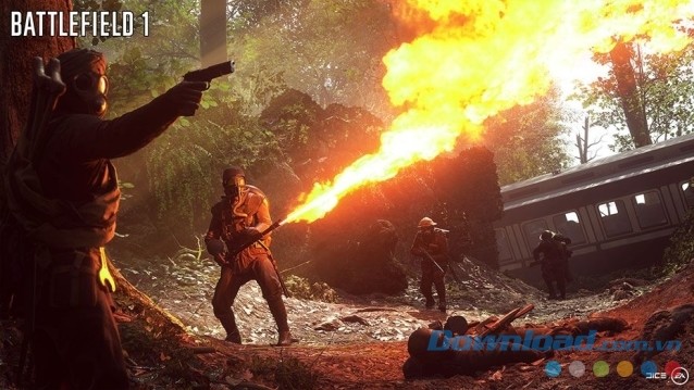 Sử dụng súng phun lửa trong game bắn súng góc nhìn thứ nhất Battlefield 1 cho PC