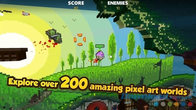 Khám phá hơn 200 thế giới có đồ họa điểm ảnh ngoạn mục trong game bắn súng Rocket Riot 