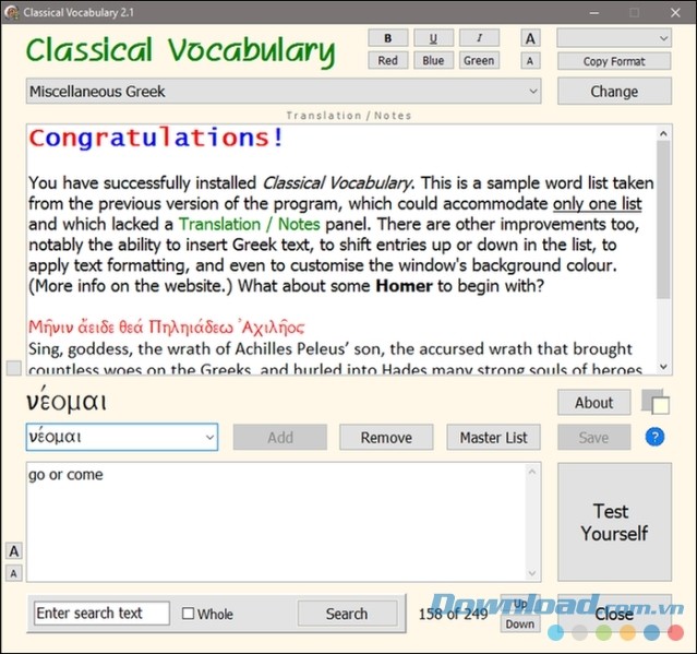 Phần mềm học tiếng Latin và Hy Lạp dễ nhất Classical Vocabulary