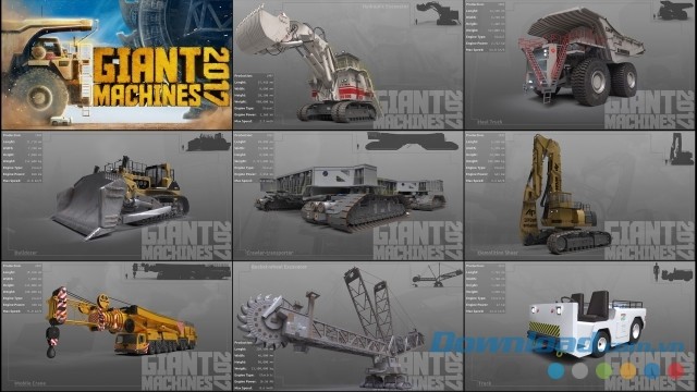 Lựa chọn trong số nhiều cỗ máy công nghiệp khổng lồ của game mô phỏng Giant Machines 2017 cho máy tính