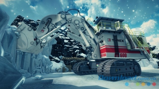 Điều khiển cỗ máy trong môi trường tuyết rơi của game mô phỏng Giant Machines 2017 cho máy tính