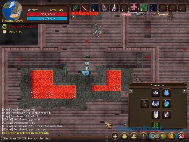 Điều khiển nhân vật bé nhỏ trong game nhập vai trực tuyến nhiều người chơi Orake 2D MMORPG cho máy tính
