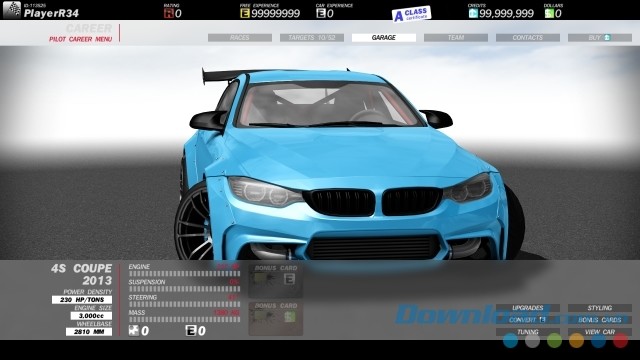 Xem thông tin chi tiết và nâng cấp chiếc xe đua trong game mô phỏng Peak Angle: Drift Online cho máy tính