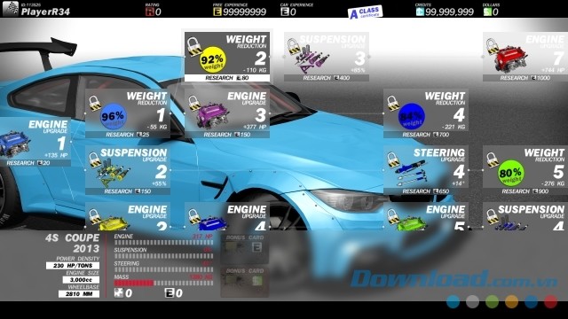 Tùy chỉnh chiếc xe trong game mô phỏng đua xe Peak Angle: Drift Online cho máy tính