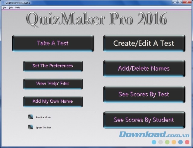 Giao diện màn hình chính QuizMaker Pro