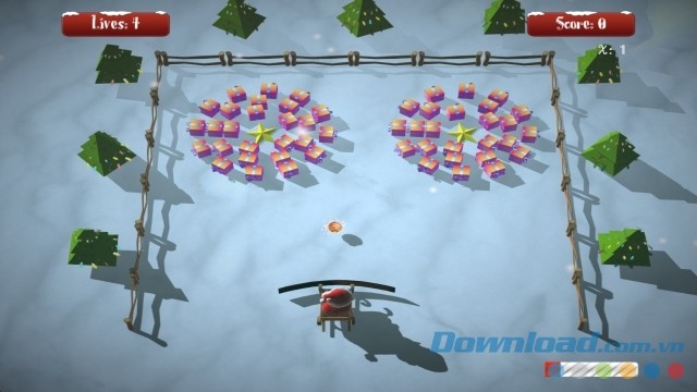 Đồ họa mang phong cách 3 chiều đẹp mắt của game Xmas Brickout cho máy tính