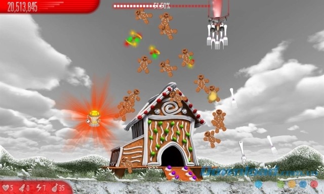 Cố gắng giành được số điểm cao nhất trong game Chicken Invaders 5: Cluck of the Dark Side Christmas Edition