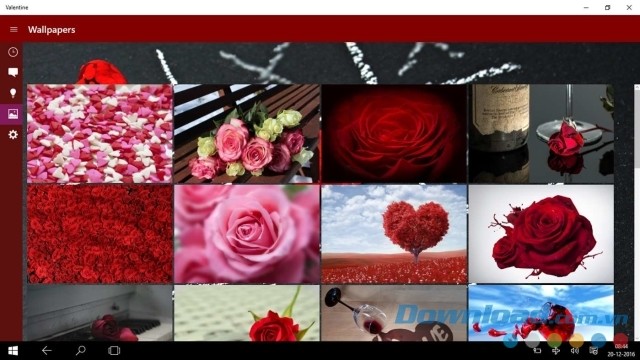 Sử dụng các hình nền đẹp mắt trong ứng dụng miễn phí Valentine cho máy tính và Windows Phone