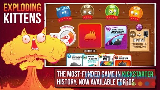 Chơi game thẻ bài Exploding Kittens cho iOS trực tuyến ở thời gian thực