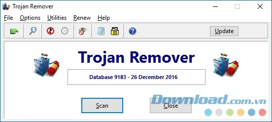 Màn hình giao diện chính của Trojan Remover