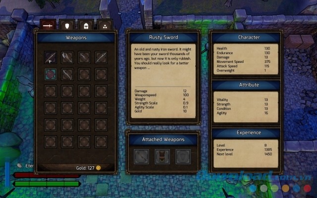 Sử dụng nhiều vũ khí sắc bén trong game nhập vai phiêu lưu hành động Davyria: Heroes of Eternity cho máy tính