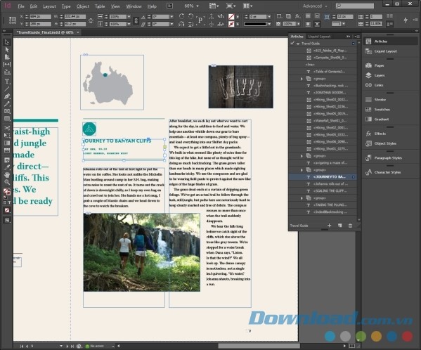 Cửa sổ hoạt động chính của Adobe InDesign CC