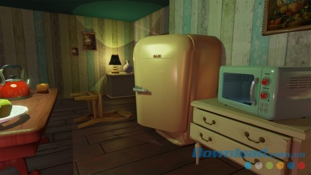 Tương tác với các vật thể trong game phiêu lưu kinh dị chiến thuật Hello Neighbor cho máy tính