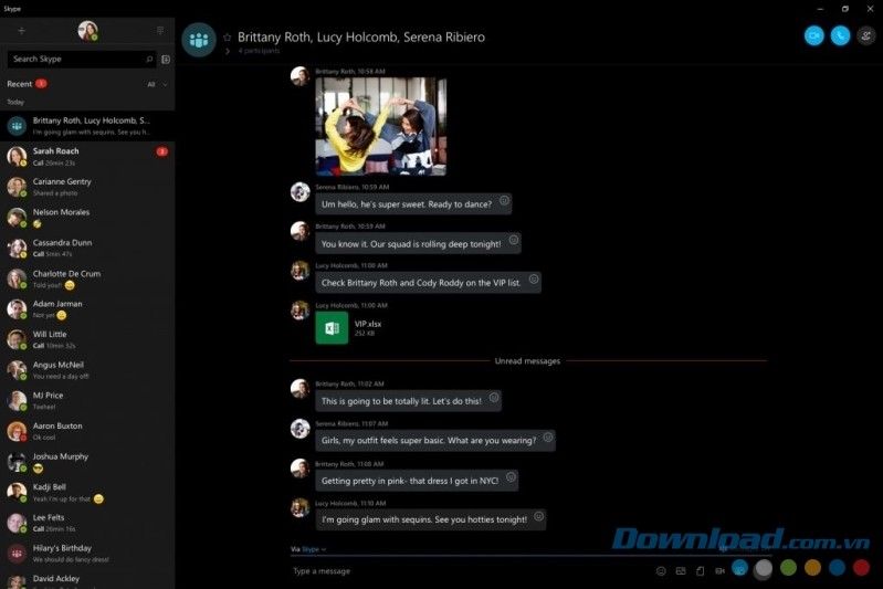 Giao diện gọi điện và trò chuyện nhanh chóng của Skype cho Windows 10