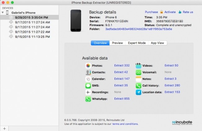 reincubate iphone backup extractor 6.0.5.768