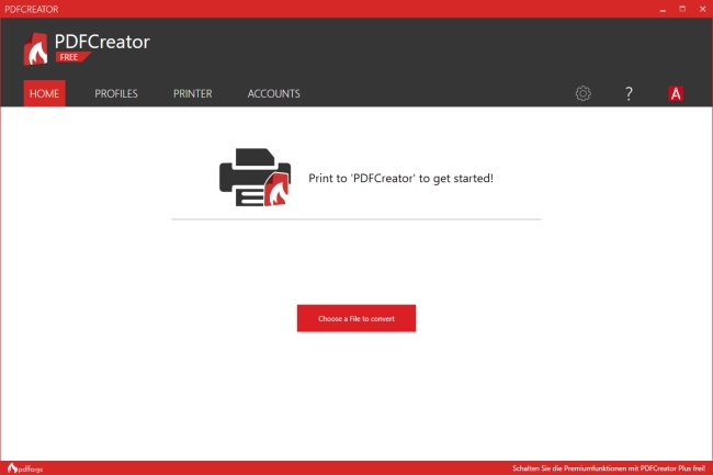 Giao diện màn hình chính của PDFCreator