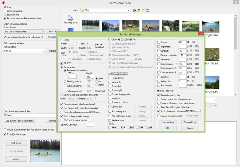 Irfanview helps you edit multiple images at once very quickly and in detail
