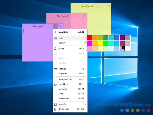Giao diện Simple Sticky Notes 4.0 trên Windows 10