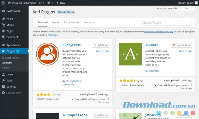 Dễ dàng thêm các plugin yêu thích của bạn vào WordPress