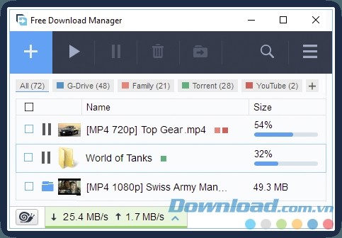 Giao diện mới của Free Download Manager