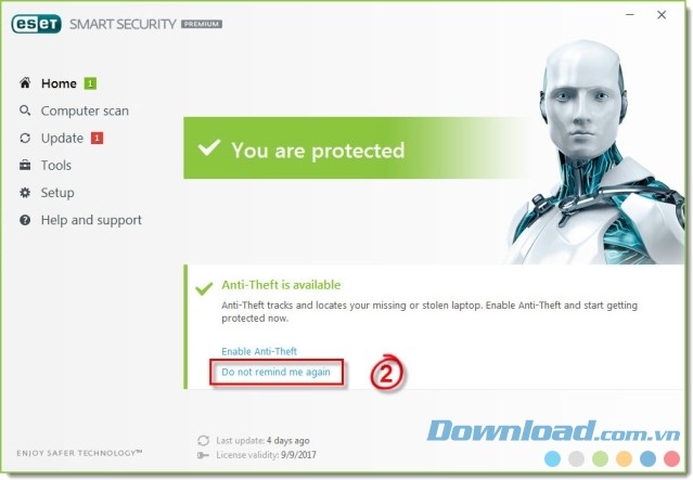Giao diện phần mềm ESET Smart Security Premium