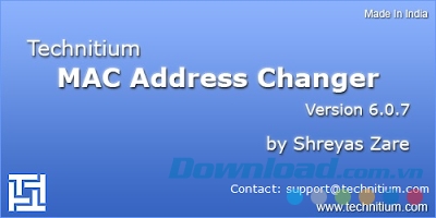Thông tin liên lạc yêu cầu hỗ trợ phần mềm Technitium MAC Address Changer