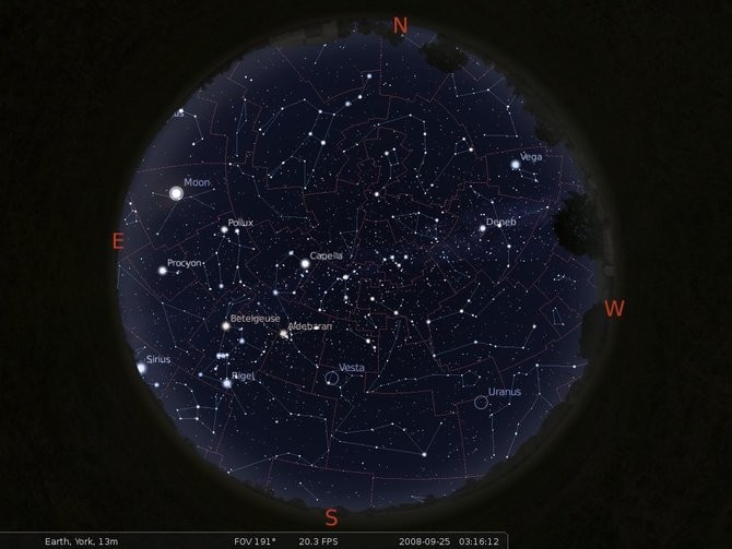 Toàn cảnh bầu trời và vị trí các chòm sao trong giải Ngân Hà trên Stellarium