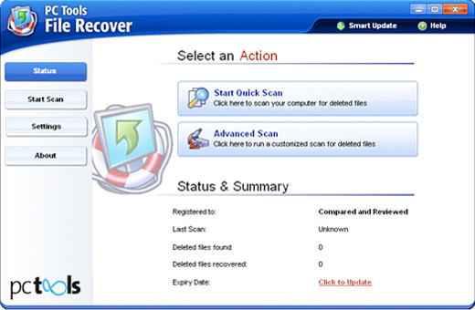 PC Tools File Recovery main interface