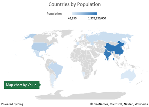 Make a map chart in Excel