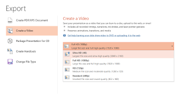 Microsoft PowerPoint 2019 hỗ trợ xuất video sang 4K