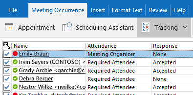 Microsoft Outlook 2019 tells you who will join the meeting 