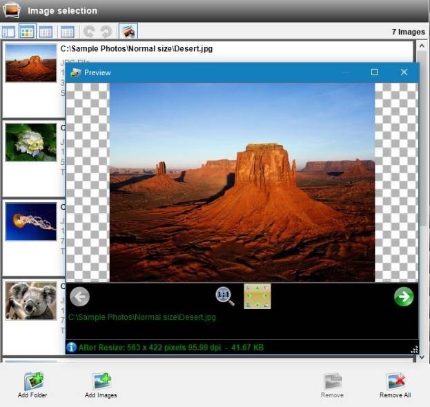 Fotosizer supports live preview
