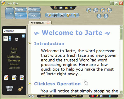 The main interface of Jarte