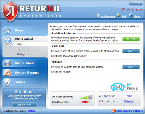 Tải Returnil System Safe 2011 Bảo vệ hệ thống khỏi malware 3