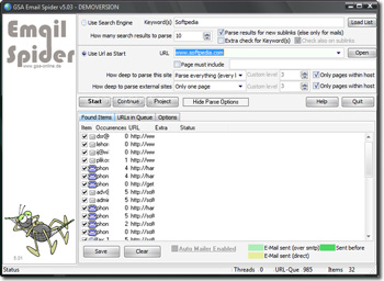 Tải GSA EMail Spider 7.01 Phần mềm trích xuất phân tích các mục tìm kiếm 2