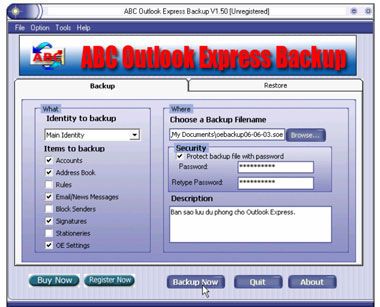 Tải ABC Outlook Express Backup 14