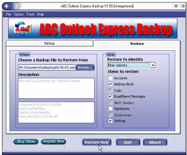 Tải ABC Outlook Express Backup 16