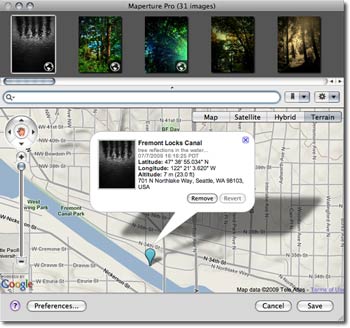 Create geotags for photos with Maperture Pro