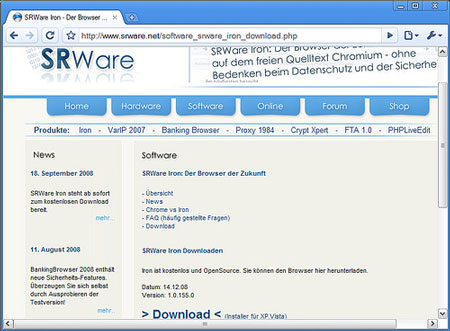 Tải SRWare Iron Portable Trình duyệt web bảo mật 2