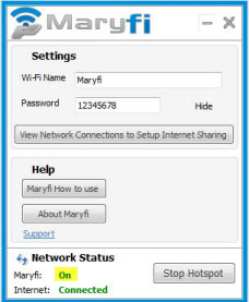 Download Maryfi 1.1.0 Biến Laptop thành trạm phát WiFi