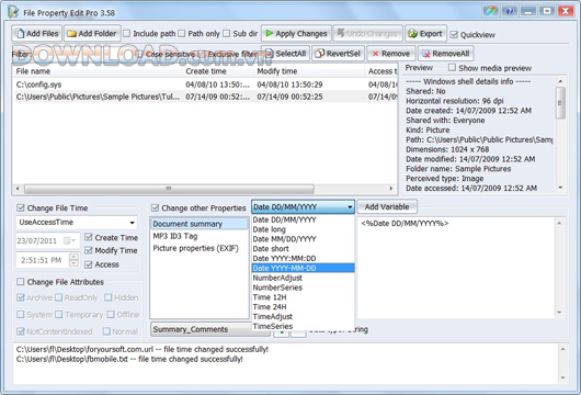 File Property Edit là phần mềm miễn phí chỉnh sửa thuộc tính của các tập tin