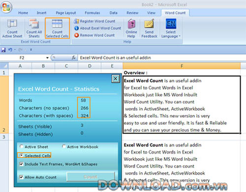 Word Count Excel Function