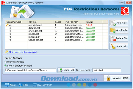 Axommsoft PDF Restrictions Remover 1 2 G B H n Ch Trong T p Tin PDF