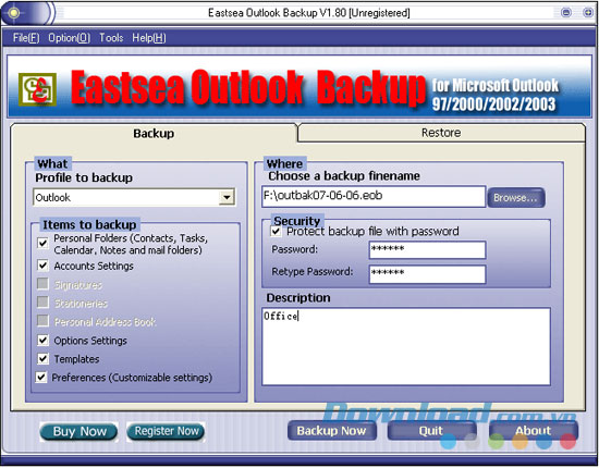 Eastsea Outlook Backup