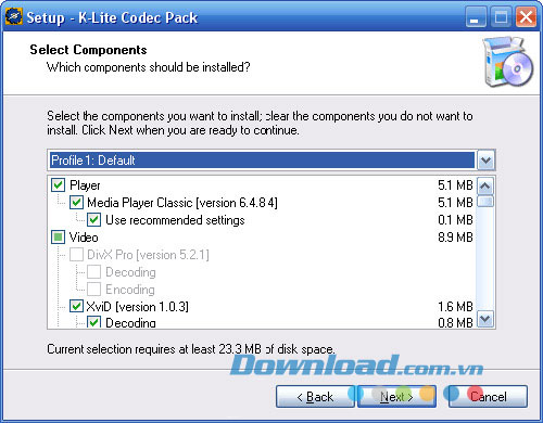 Phần mềm K-lite Codec Pack Standard