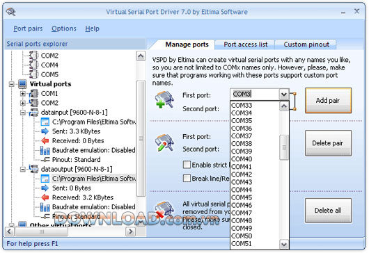 virtual serial port driver registration code
