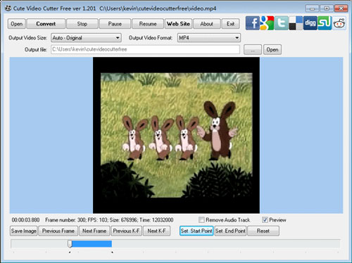 Phần mềm cắt video Cute Video Cutter