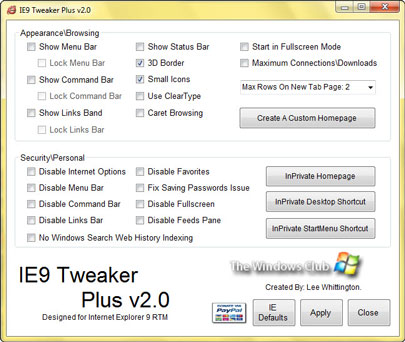 Tải Internet Explorer 9 Tweaker Plus Phần mềm tinh chỉnh và tùy biến IE 1